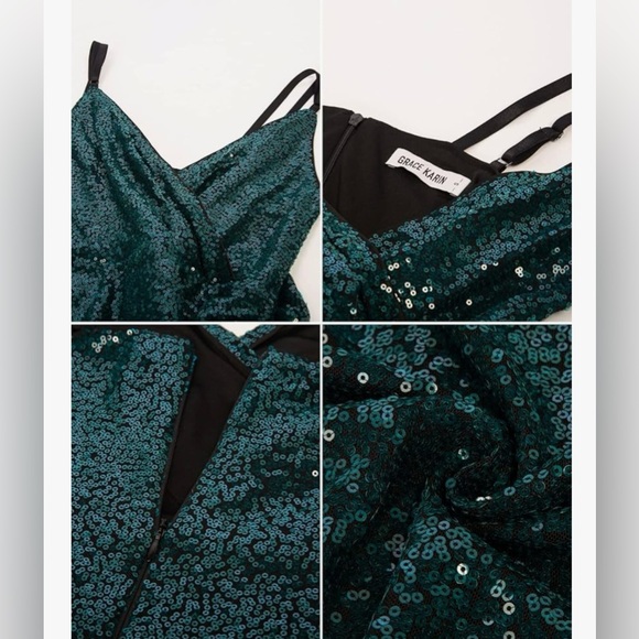 Grace Karin Green Dress Size M EUC - Picture 3 of 6